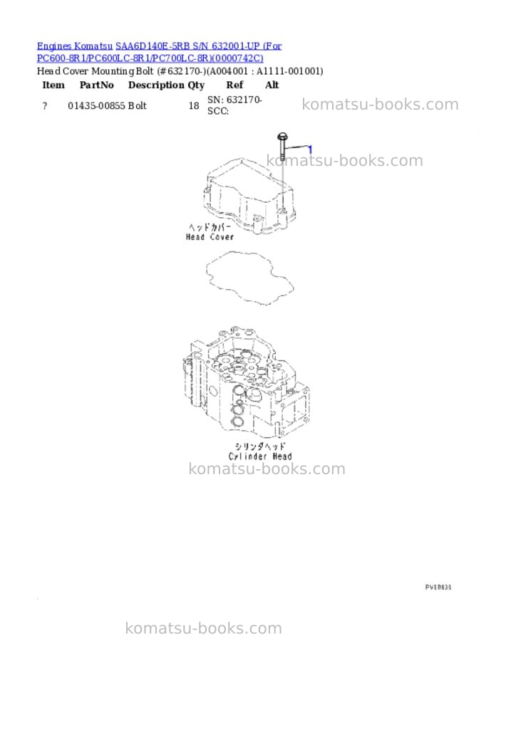Komatsu saa6d140e-5rb s/n 632170-up for pc600-8r1/pc600lc-8r1/pc700lc-8r Parts catalog cover Page 3 Komatsu saa6d140e-5rb s/n 632170-up for pc600-8r1/pc600lc-8r1/pc700lc-8r Parts catalog cover Page 3