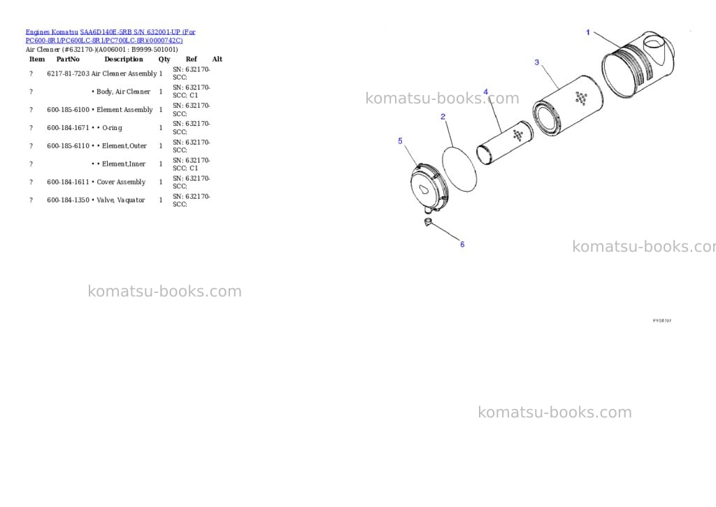Komatsu saa6d140e-5rb s/n 632170-up for pc600-8r1/pc600lc-8r1/pc700lc-8r Parts catalog cover Page 5 Komatsu saa6d140e-5rb s/n 632170-up for pc600-8r1/pc600lc-8r1/pc700lc-8r Parts catalog cover Page 5