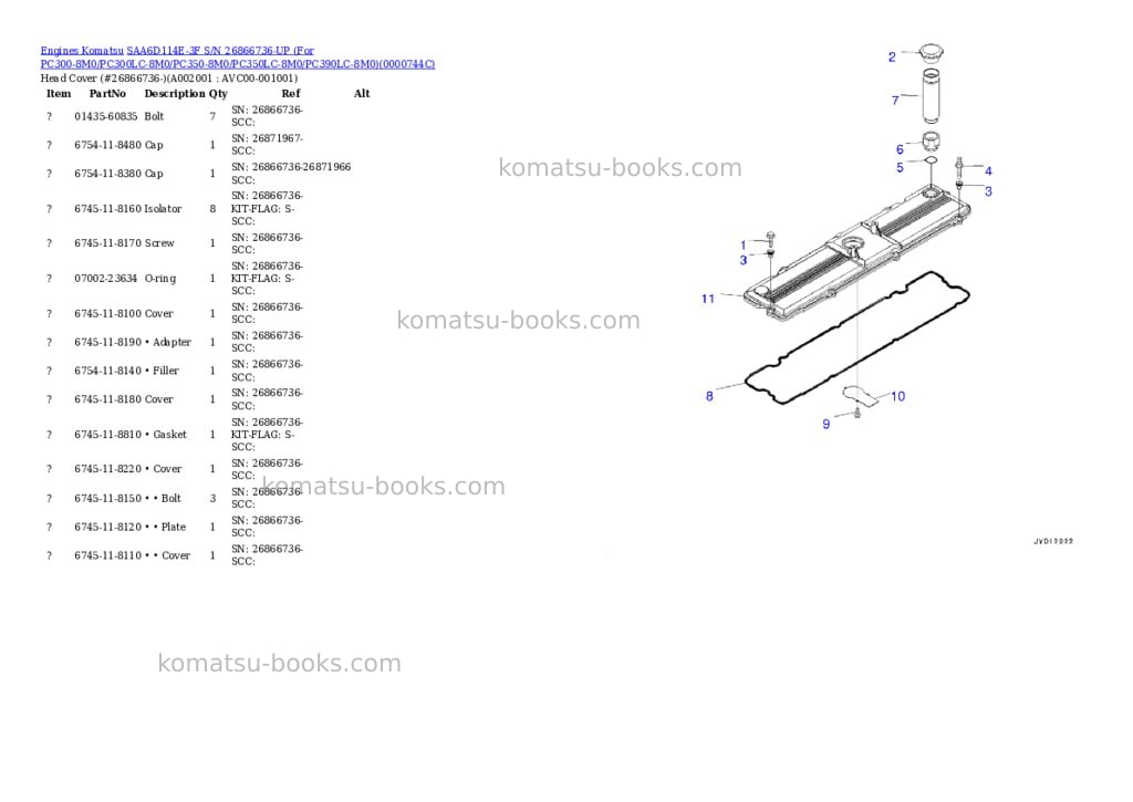 Komatsu saa6d114e-3f s/n 26866736-up for pc300-8m0/pc300lc-8m0/pc350-8m0/pc350lc-8m0/pc390lc-8m0 Parts catalog cover Komatsu saa6d114e-3f s/n 26866736-up for pc300-8m0/pc300lc-8m0/pc350-8m0/pc350lc-8m0/pc390lc-8m0 Parts catalog cover