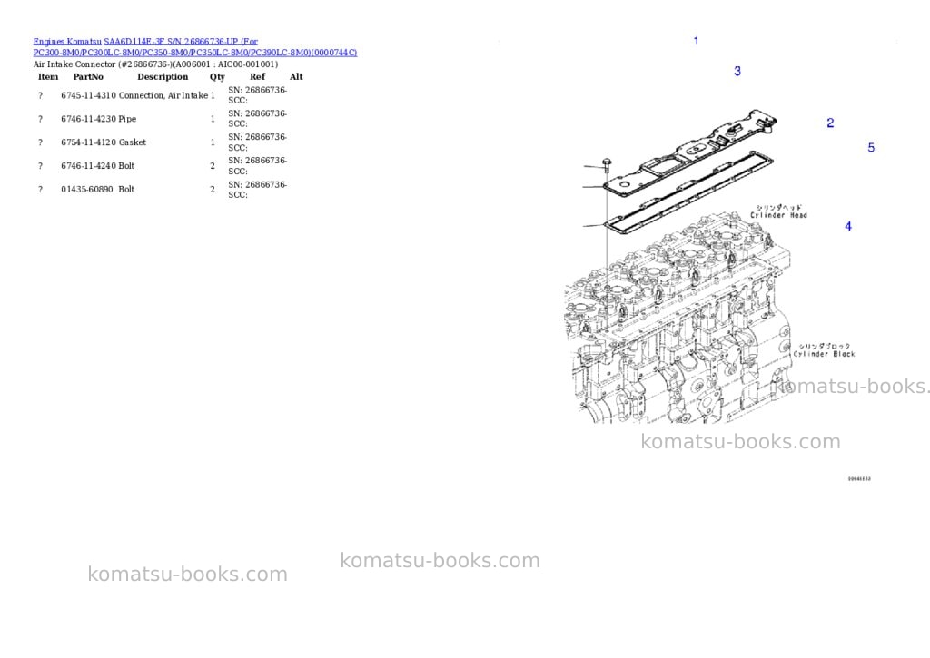 Komatsu saa6d114e-3f s/n 26866736-up for pc300-8m0/pc300lc-8m0/pc350-8m0/pc350lc-8m0/pc390lc-8m0 Parts catalog cover Page 5 Komatsu saa6d114e-3f s/n 26866736-up for pc300-8m0/pc300lc-8m0/pc350-8m0/pc350lc-8m0/pc390lc-8m0 Parts catalog cover Page 5