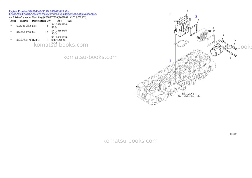 Komatsu saa6d114e-3f s/n 26866736-up for pc300-8m0/pc300lc-8m0/pc350-8m0/pc350lc-8m0/pc390lc-8m0 Parts catalog cover Page 6 Komatsu saa6d114e-3f s/n 26866736-up for pc300-8m0/pc300lc-8m0/pc350-8m0/pc350lc-8m0/pc390lc-8m0 Parts catalog cover Page 6