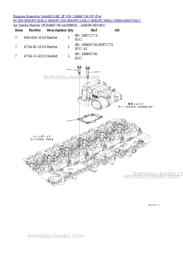 Komatsu saa6d114e-3f s/n 26866736-up for pc300-8m0/pc300lc-8m0/pc350-8m0/pc350lc-8m0/pc390lc-8m0 Parts catalog cover Page 7 Komatsu saa6d114e-3f s/n 26866736-up for pc300-8m0/pc300lc-8m0/pc350-8m0/pc350lc-8m0/pc390lc-8m0 Parts catalog cover Page 7