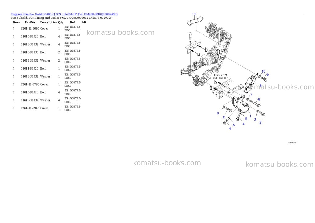 Komatsu saa6d140e-5j s/n 535703-up for hm400-3m0 Parts catalog cover Page 10 Komatsu saa6d140e-5j s/n 535703-up for hm400-3m0 Parts catalog cover Page 10
