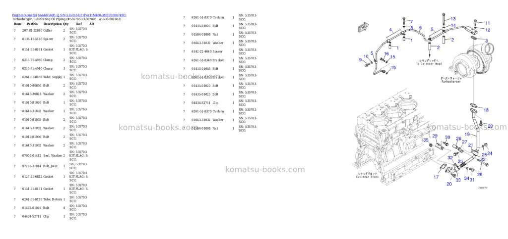 Komatsu saa6d140e-5j s/n 535703-up for hm400-3m0 Parts catalog cover Page 8 Komatsu saa6d140e-5j s/n 535703-up for hm400-3m0 Parts catalog cover Page 8