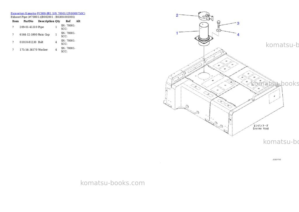 Komatsu pc800-8r1 s/n 70001-up Parts catalog cover Page 4 Komatsu pc800-8r1 s/n 70001-up Parts catalog cover Page 4