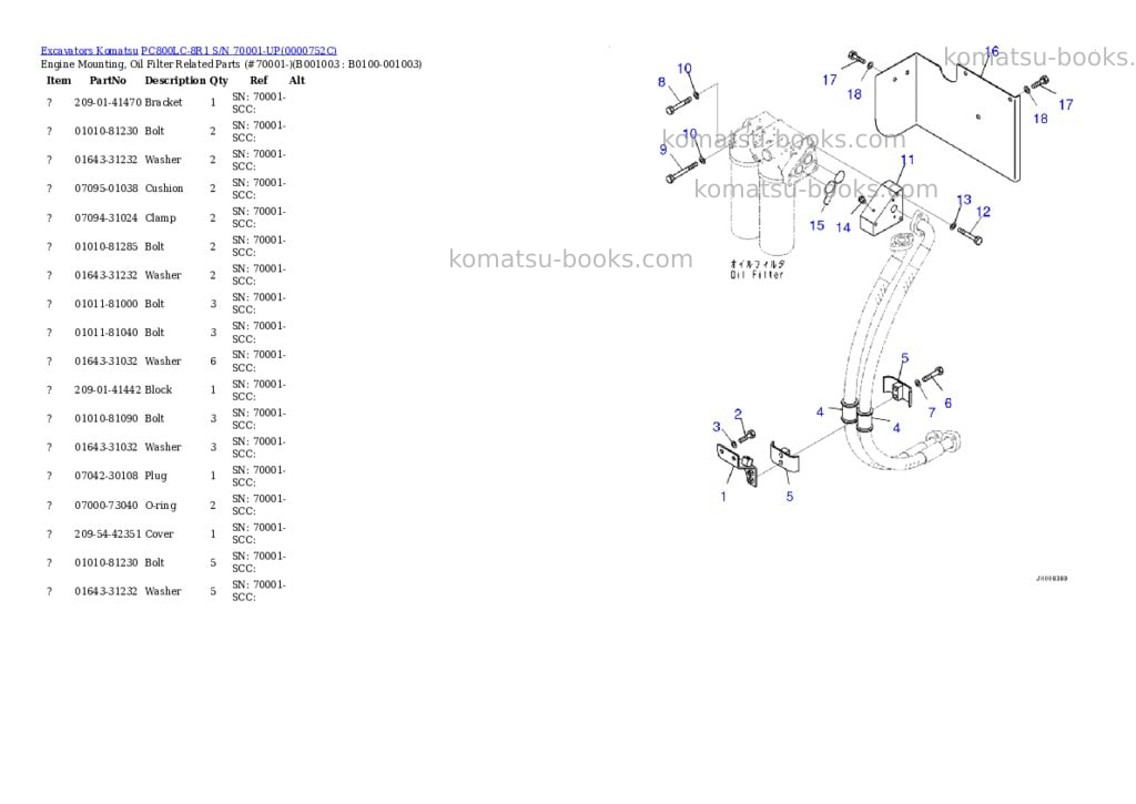 Komatsu pc800lc-8r1 s/n 70001-up Parts catalog cover Page 2 Komatsu pc800lc-8r1 s/n 70001-up Parts catalog cover Page 2