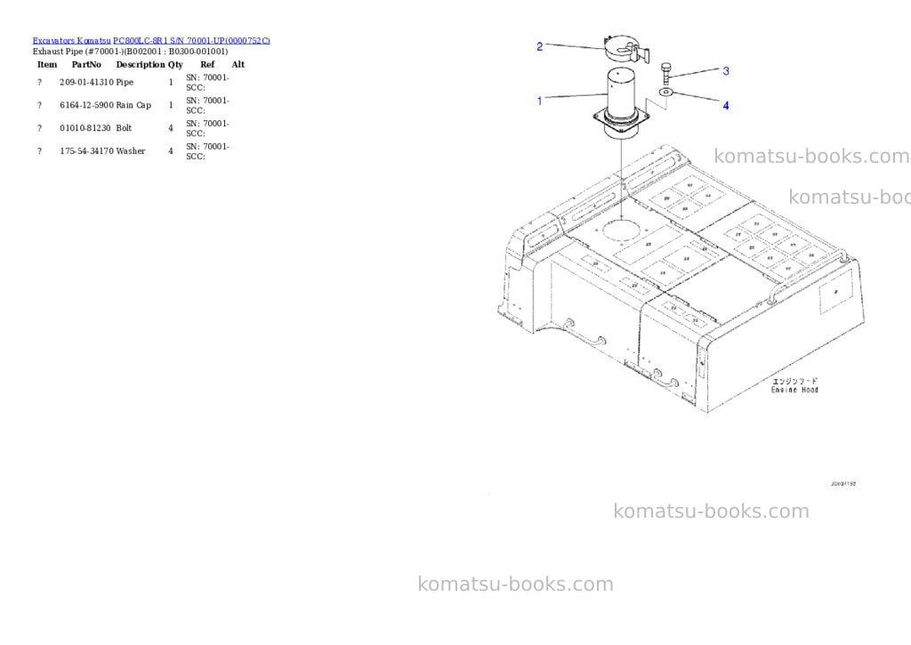 Komatsu pc800lc-8r1 s/n 70001-up Parts catalog cover Page 4 Komatsu pc800lc-8r1 s/n 70001-up Parts catalog cover Page 4