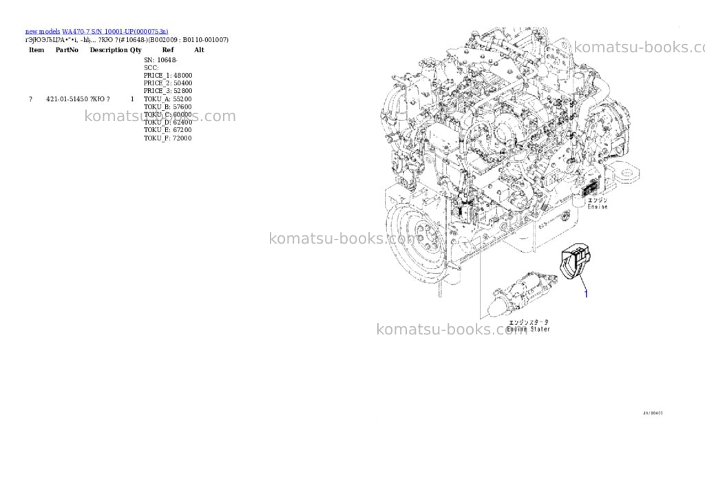 Komatsu WA470-7 S/N 10001-UP Parts catalog cover Page 10