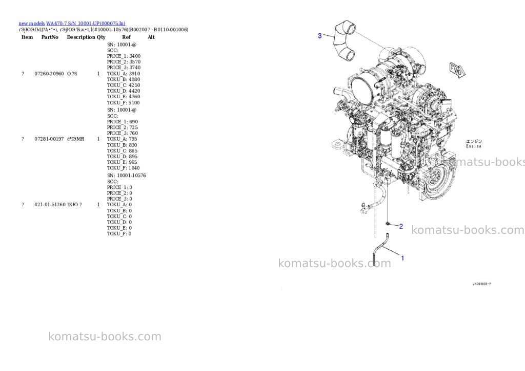 Komatsu WA470-7 S/N 10001-UP Parts catalog cover Page 8