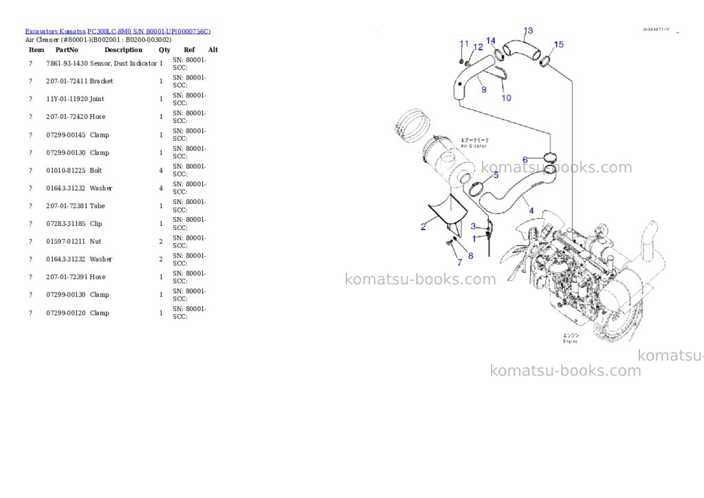 Komatsu pc300lc-8m0 s/n 80001-up Parts catalog cover Komatsu pc300lc-8m0 s/n 80001-up Parts catalog cover