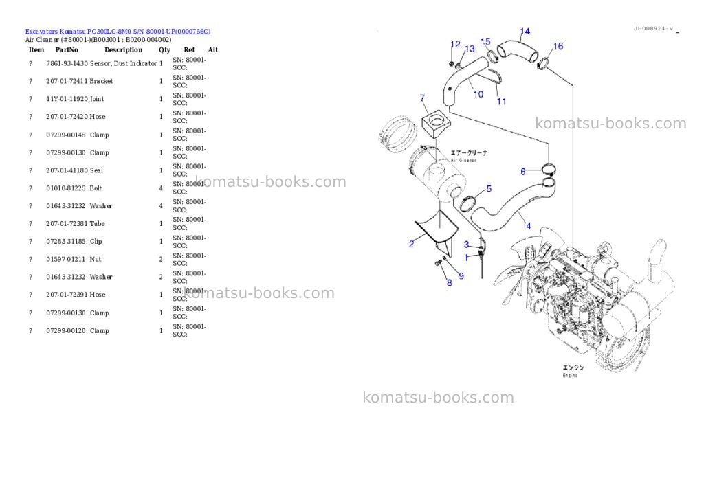 Komatsu pc300lc-8m0 s/n 80001-up Parts catalog cover Page 2 Komatsu pc300lc-8m0 s/n 80001-up Parts catalog cover Page 2