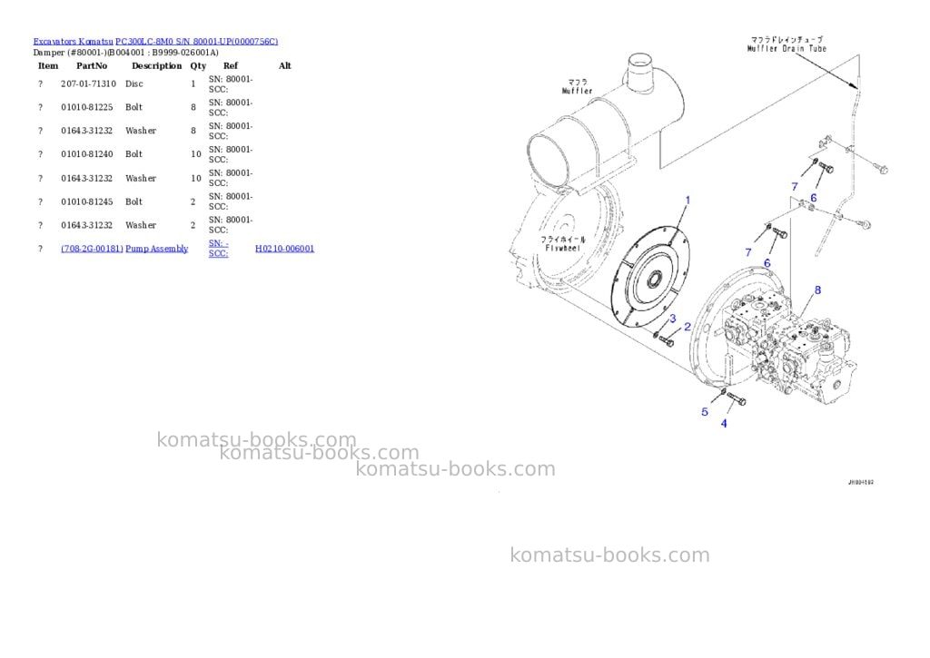 Komatsu pc300lc-8m0 s/n 80001-up Parts catalog cover Page 3 Komatsu pc300lc-8m0 s/n 80001-up Parts catalog cover Page 3