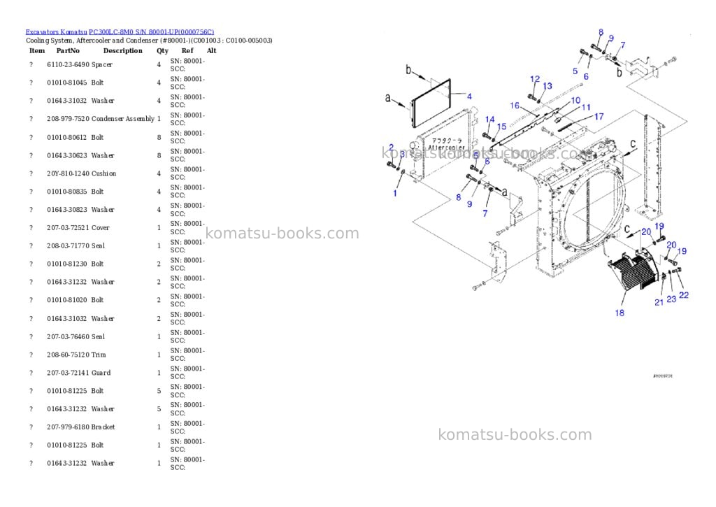 Komatsu pc300lc-8m0 s/n 80001-up Parts catalog cover Page 6 Komatsu pc300lc-8m0 s/n 80001-up Parts catalog cover Page 6