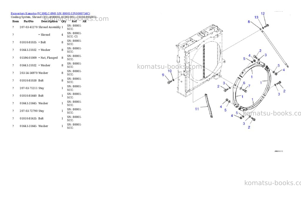 Komatsu pc300lc-8m0 s/n 80001-up Parts catalog cover Page 8 Komatsu pc300lc-8m0 s/n 80001-up Parts catalog cover Page 8