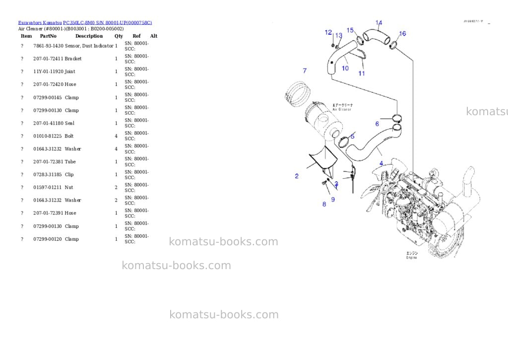 Komatsu pc350lc-8m0 s/n 80001-up Parts catalog cover Page 2 Komatsu pc350lc-8m0 s/n 80001-up Parts catalog cover Page 2