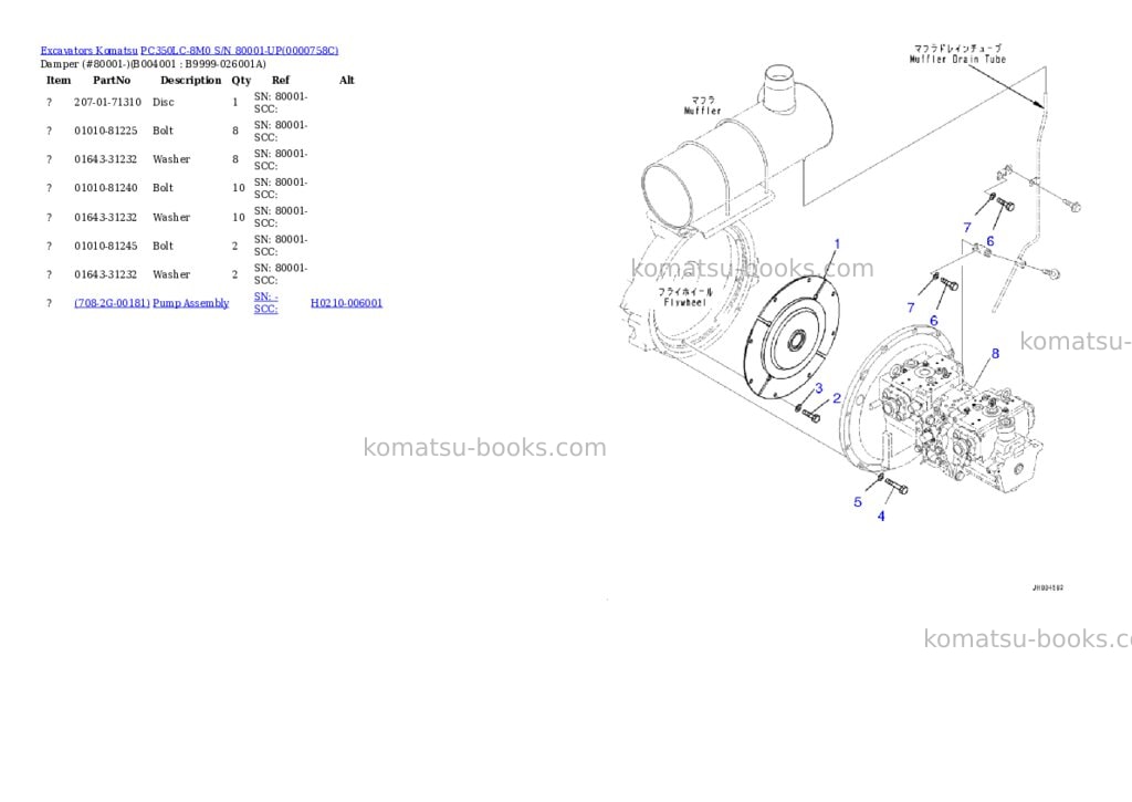 Komatsu pc350lc-8m0 s/n 80001-up Parts catalog cover Page 3 Komatsu pc350lc-8m0 s/n 80001-up Parts catalog cover Page 3