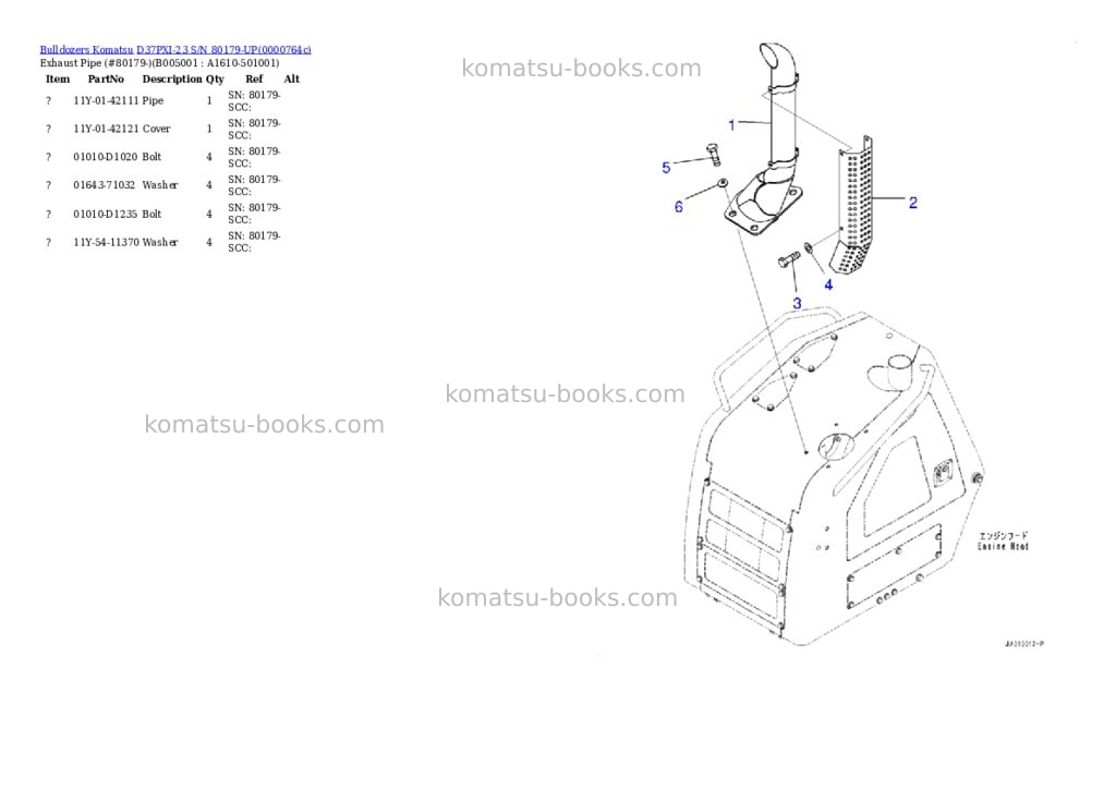 Komatsu d37pxi-23 s/n 80179-up Parts catalog cover Page 10 Komatsu d37pxi-23 s/n 80179-up Parts catalog cover Page 10