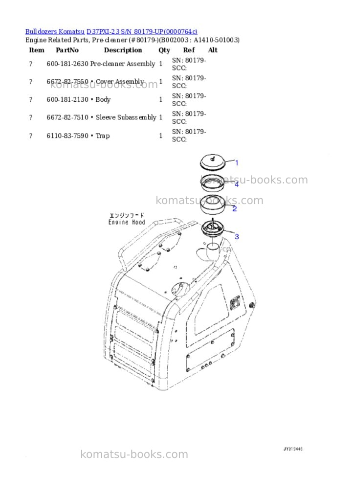 Komatsu d37pxi-23 s/n 80179-up Parts catalog cover Page 3 Komatsu d37pxi-23 s/n 80179-up Parts catalog cover Page 3