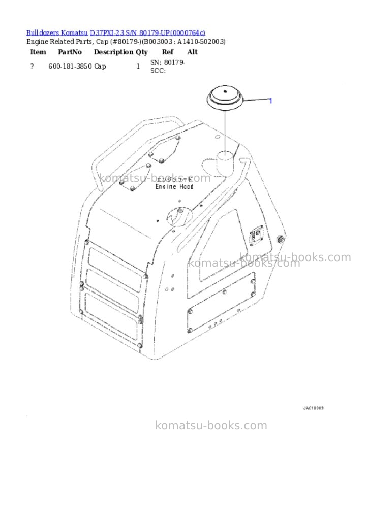 Komatsu d37pxi-23 s/n 80179-up Parts catalog cover Page 6 Komatsu d37pxi-23 s/n 80179-up Parts catalog cover Page 6