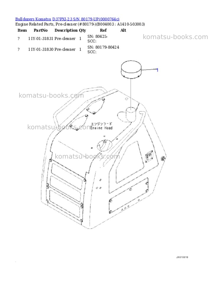 Komatsu d37pxi-23 s/n 80179-up Parts catalog cover Page 9 Komatsu d37pxi-23 s/n 80179-up Parts catalog cover Page 9
