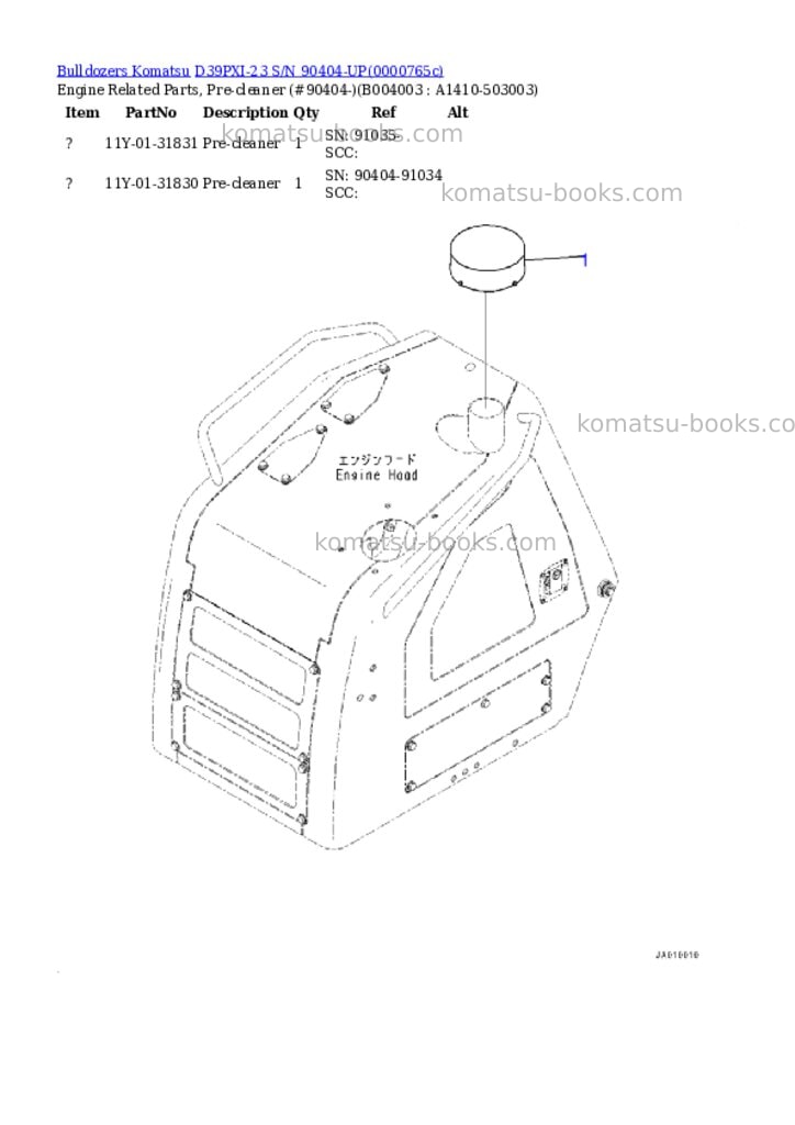 Komatsu d39pxi-23 s/n 90404-up Parts catalog cover Page 9 Komatsu d39pxi-23 s/n 90404-up Parts catalog cover Page 9