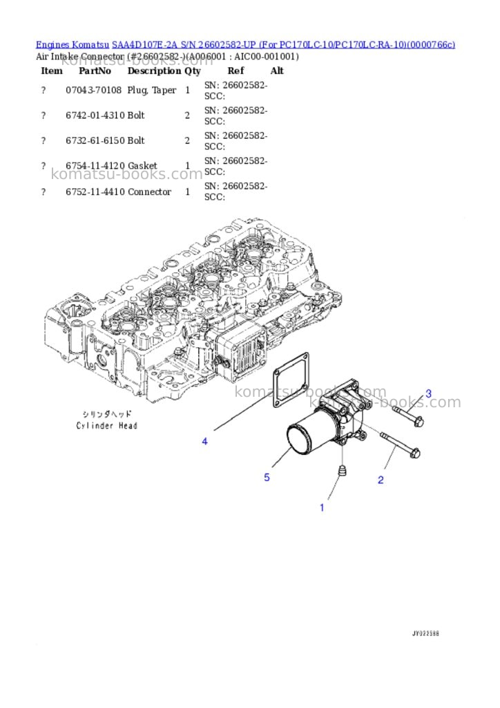 Komatsu saa4d107e-2a s/n 26602582-up for pc170lc-10/pc170lc-ra-10 Parts catalog cover Page 5 Komatsu saa4d107e-2a s/n 26602582-up for pc170lc-10/pc170lc-ra-10 Parts catalog cover Page 5