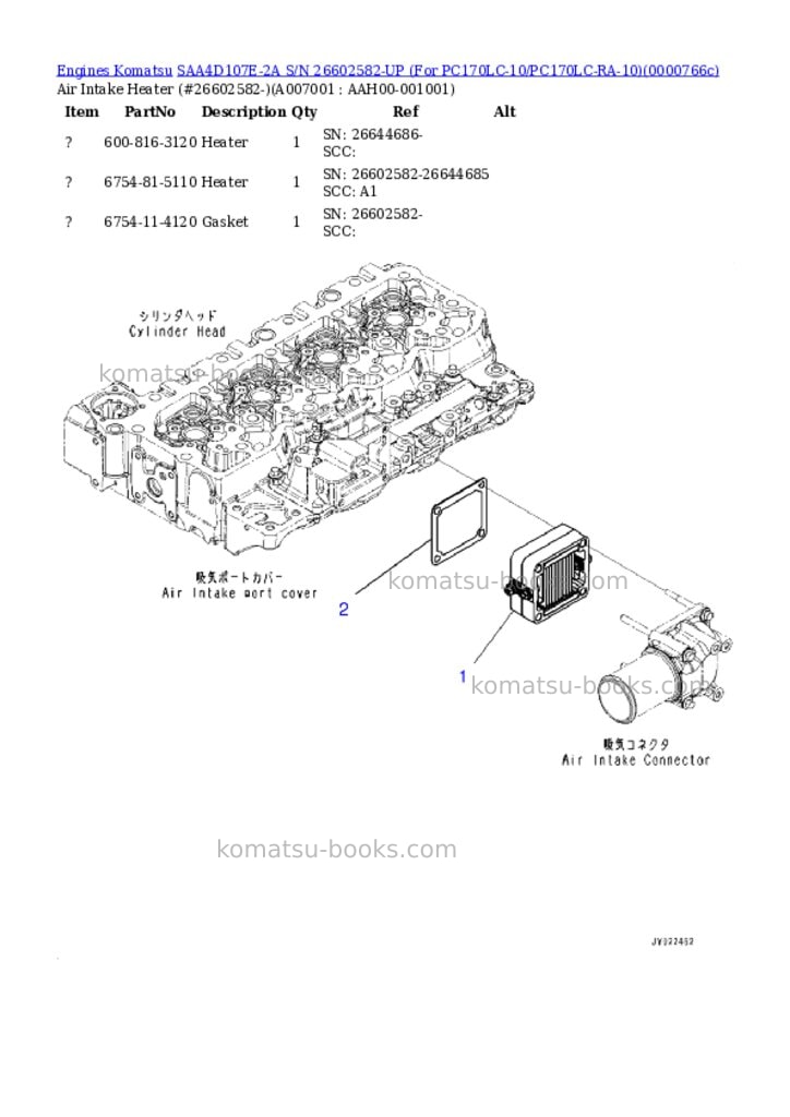 Komatsu saa4d107e-2a s/n 26602582-up for pc170lc-10/pc170lc-ra-10 Parts catalog cover Page 6 Komatsu saa4d107e-2a s/n 26602582-up for pc170lc-10/pc170lc-ra-10 Parts catalog cover Page 6