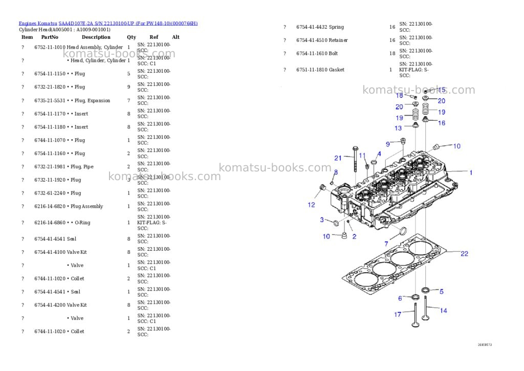 Komatsu saa4d107e-2a s/n 22130100-up for pw148-10 Parts catalog cover Page 4