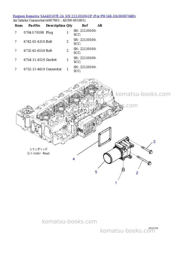 Komatsu saa4d107e-2a s/n 22130100-up for pw148-10 Parts catalog cover Page 6
