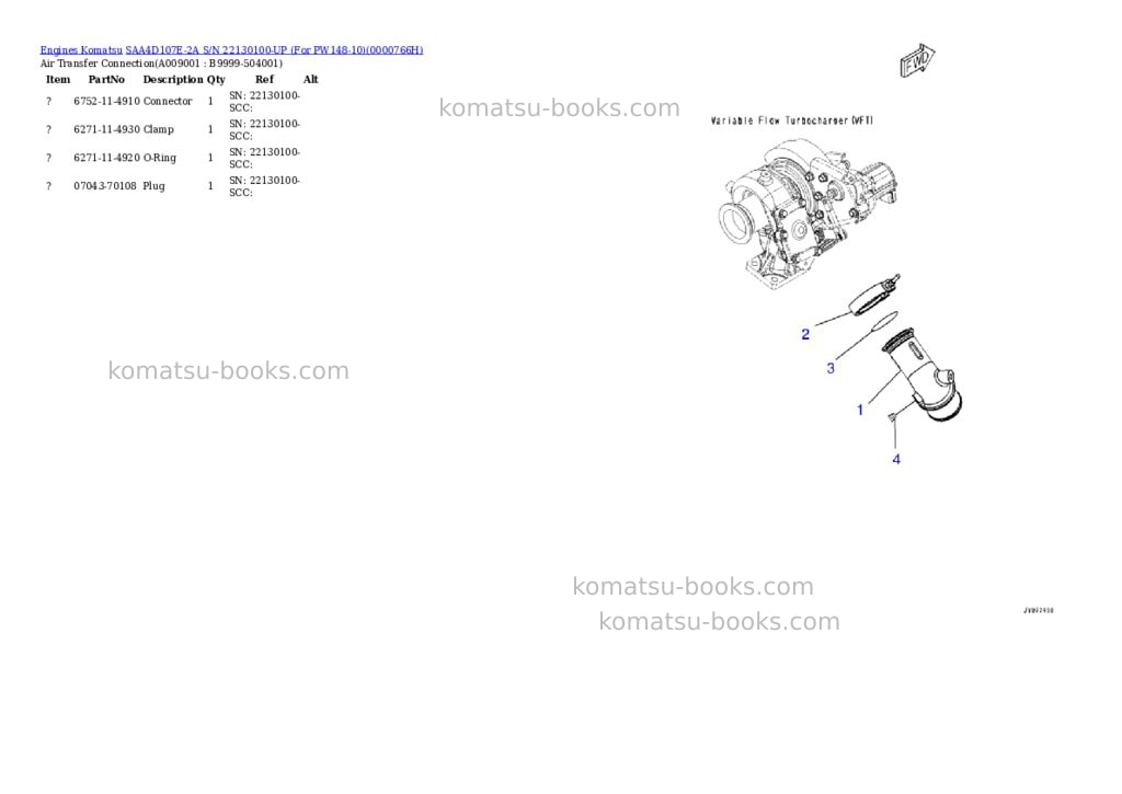 Komatsu saa4d107e-2a s/n 22130100-up for pw148-10 Parts catalog cover Page 8