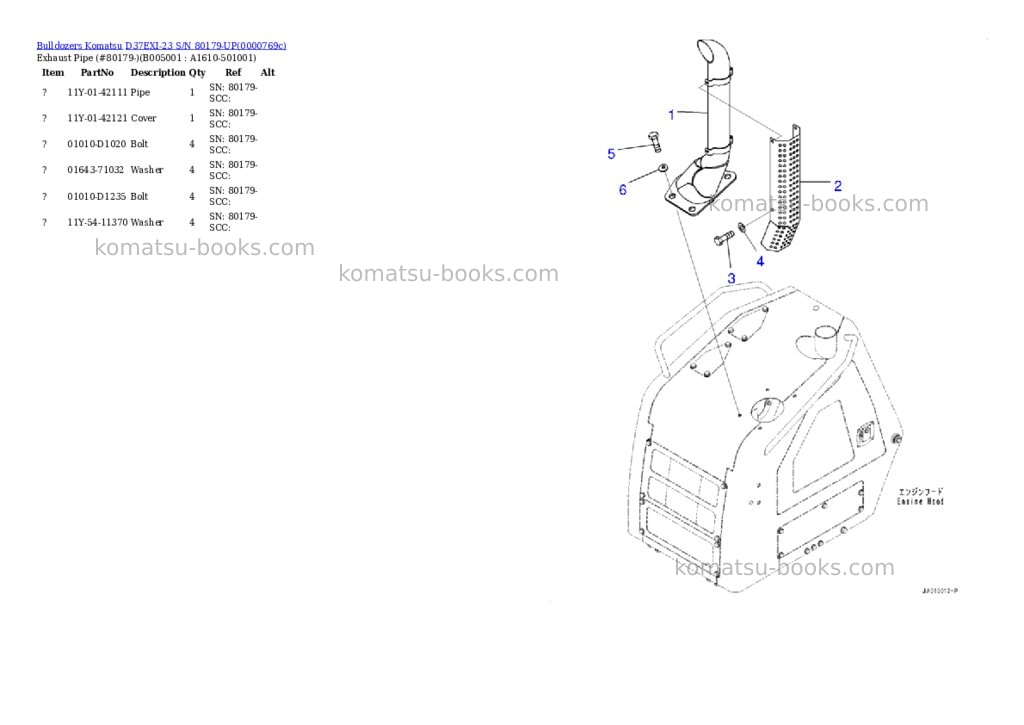 Komatsu d37exi-23 s/n 80179-up Parts catalog cover Page 10 Komatsu d37exi-23 s/n 80179-up Parts catalog cover Page 10