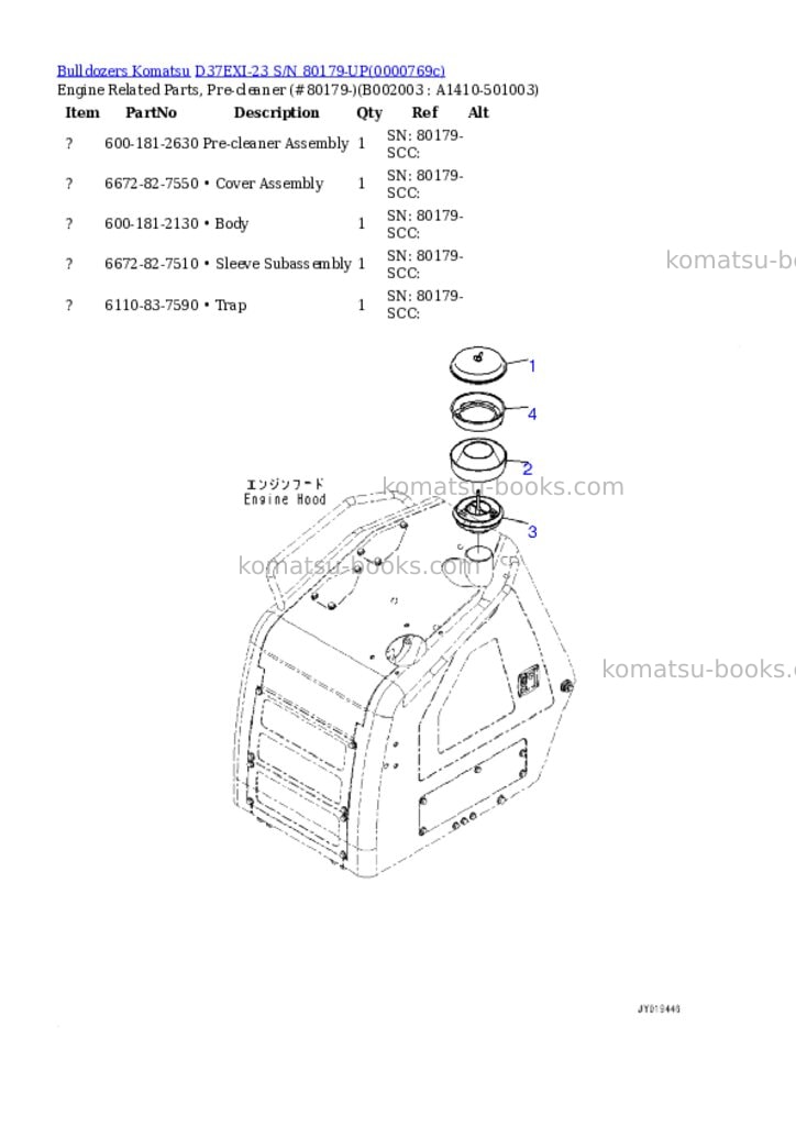 Komatsu d37exi-23 s/n 80179-up Parts catalog cover Page 3 Komatsu d37exi-23 s/n 80179-up Parts catalog cover Page 3
