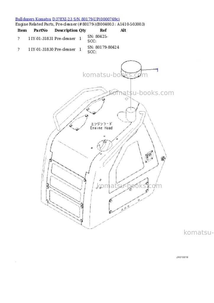 Komatsu d37exi-23 s/n 80179-up Parts catalog cover Page 9 Komatsu d37exi-23 s/n 80179-up Parts catalog cover Page 9