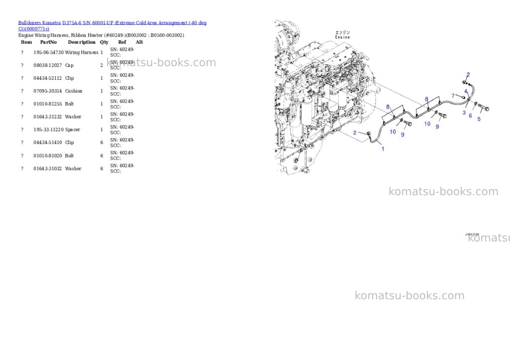 Komatsu D375A-6 S/N 60001-UP (Extreme Cold Area Arrangement (-40 deg C)) Parts catalog cover Page 3 Komatsu D375A-6 S/N 60001-UP (Extreme Cold Area Arrangement (-40 deg C)) Parts catalog cover Page 3