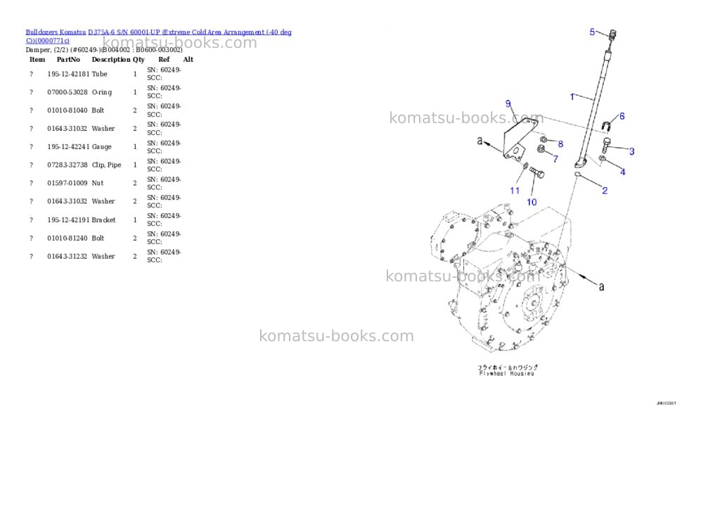 Komatsu D375A-6 S/N 60001-UP (Extreme Cold Area Arrangement (-40 deg C)) Parts catalog cover Page 6 Komatsu D375A-6 S/N 60001-UP (Extreme Cold Area Arrangement (-40 deg C)) Parts catalog cover Page 6