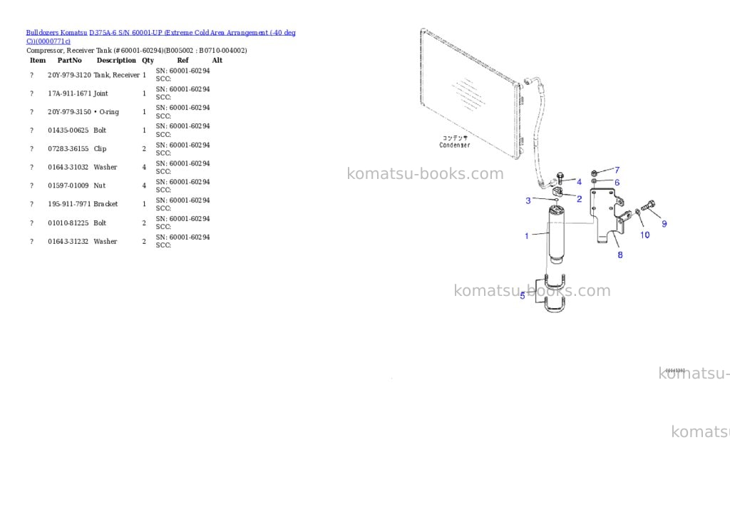 Komatsu D375A-6 S/N 60001-UP (Extreme Cold Area Arrangement (-40 deg C)) Parts catalog cover Page 8 Komatsu D375A-6 S/N 60001-UP (Extreme Cold Area Arrangement (-40 deg C)) Parts catalog cover Page 8