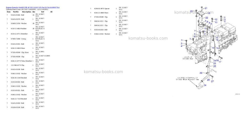 Komatsu saa6d170e-5e s/n 511657-up for d375a-6 Parts catalog cover Komatsu saa6d170e-5e s/n 511657-up for d375a-6 Parts catalog cover