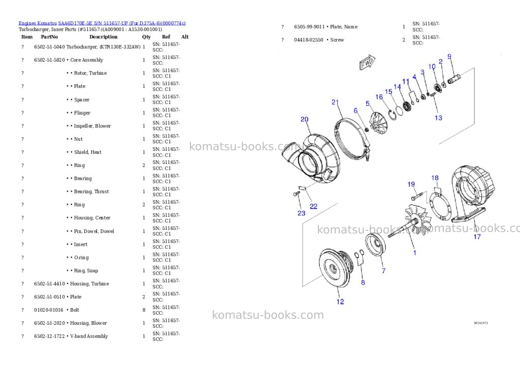 Komatsu saa6d170e-5e s/n 511657-up for d375a-6 Parts catalog cover Page 10 Komatsu saa6d170e-5e s/n 511657-up for d375a-6 Parts catalog cover Page 10