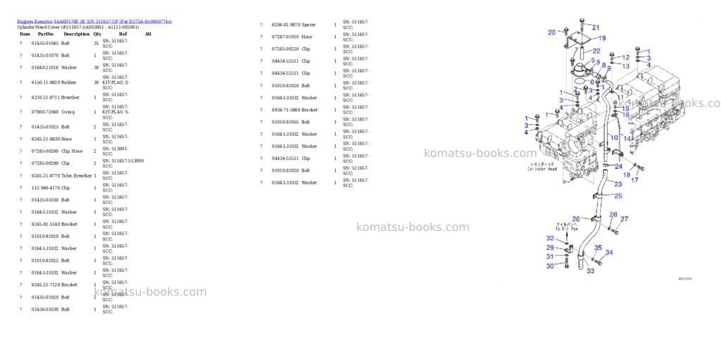 Komatsu saa6d170e-5e s/n 511657-up for d375a-6 Parts catalog cover Page 2 Komatsu saa6d170e-5e s/n 511657-up for d375a-6 Parts catalog cover Page 2