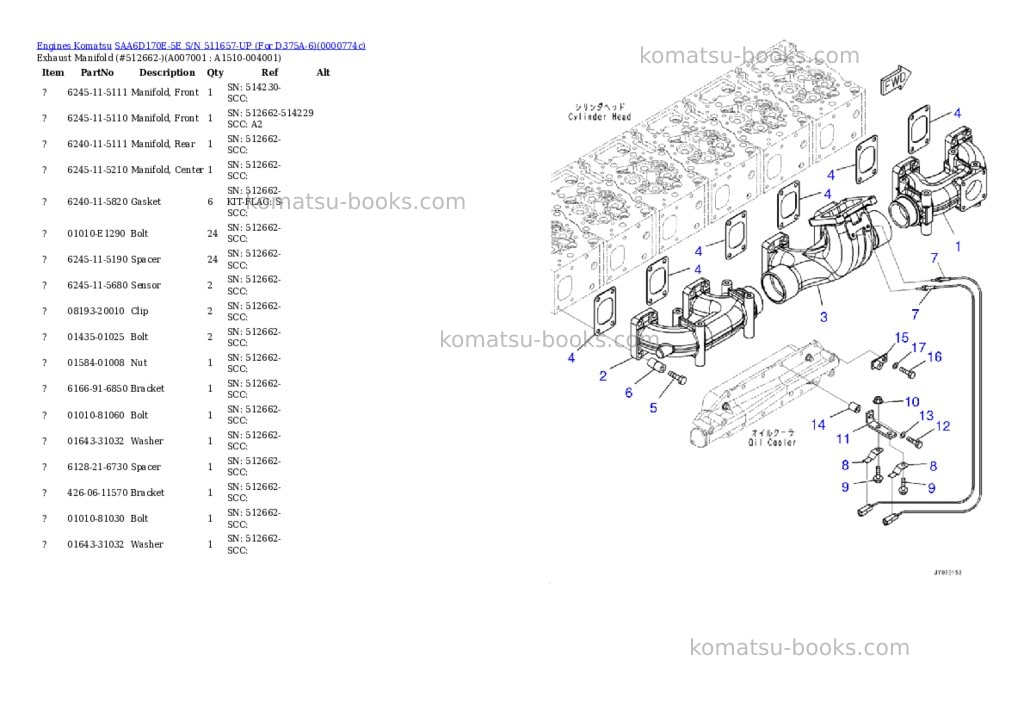Komatsu saa6d170e-5e s/n 511657-up for d375a-6 Parts catalog cover Page 8 Komatsu saa6d170e-5e s/n 511657-up for d375a-6 Parts catalog cover Page 8