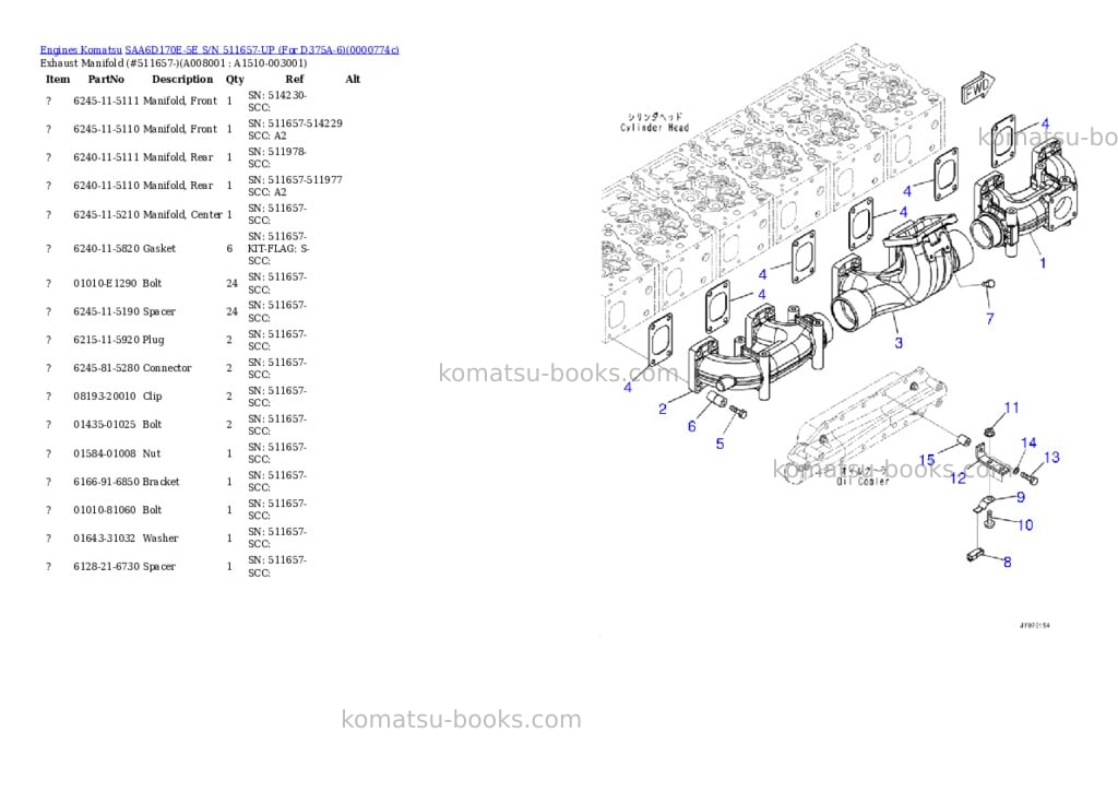 Komatsu saa6d170e-5e s/n 511657-up for d375a-6 Parts catalog cover Page 9 Komatsu saa6d170e-5e s/n 511657-up for d375a-6 Parts catalog cover Page 9