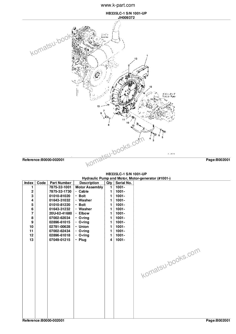 Komatsu hb335lc-1 s/n 1001-up Parts catalog cover Page 10 Komatsu hb335lc-1 s/n 1001-up Parts catalog cover Page 10