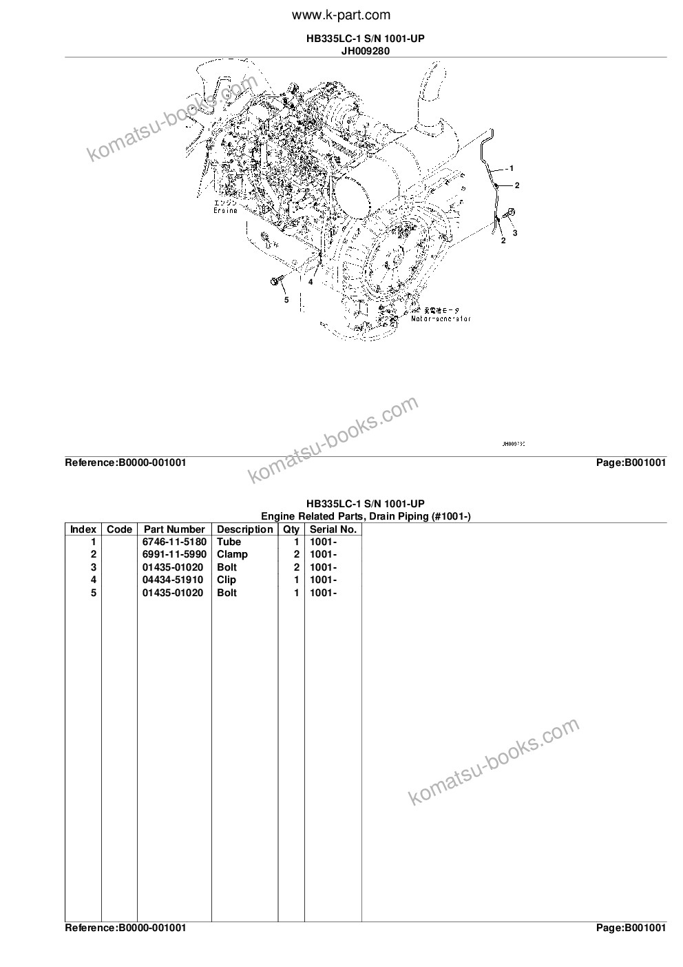 Komatsu hb335lc-1 s/n 1001-up Parts catalog cover Page 4 Komatsu hb335lc-1 s/n 1001-up Parts catalog cover Page 4