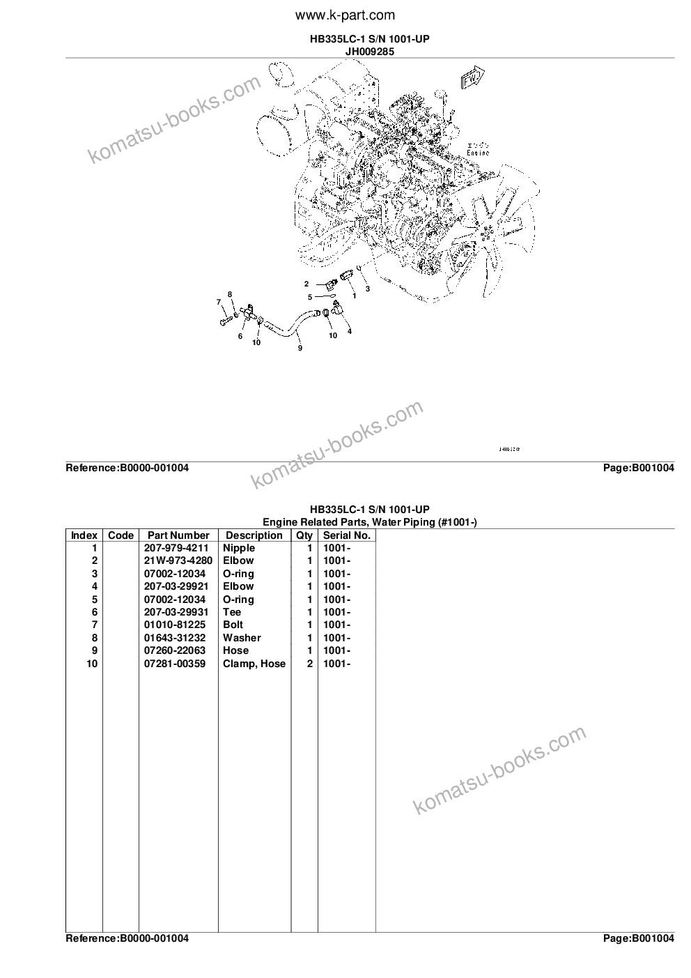 Komatsu hb335lc-1 s/n 1001-up Parts catalog cover Page 7 Komatsu hb335lc-1 s/n 1001-up Parts catalog cover Page 7