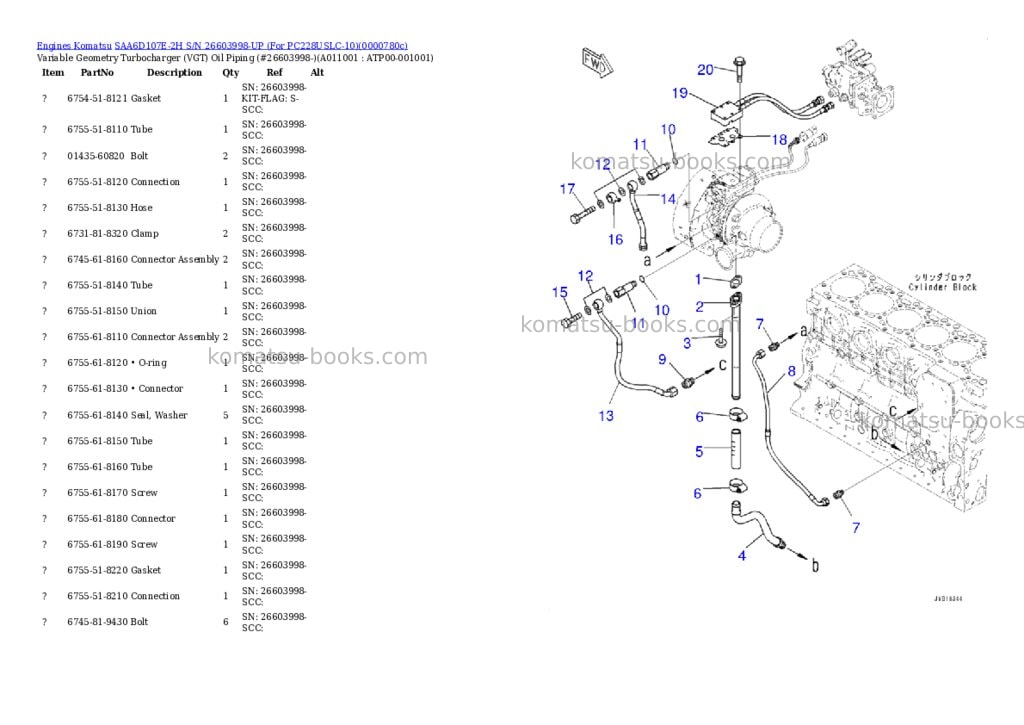 Komatsu SAA6D107E-2H S/N 26603998-UP (For PC228USLC-10) Parts catalog cover Page 10