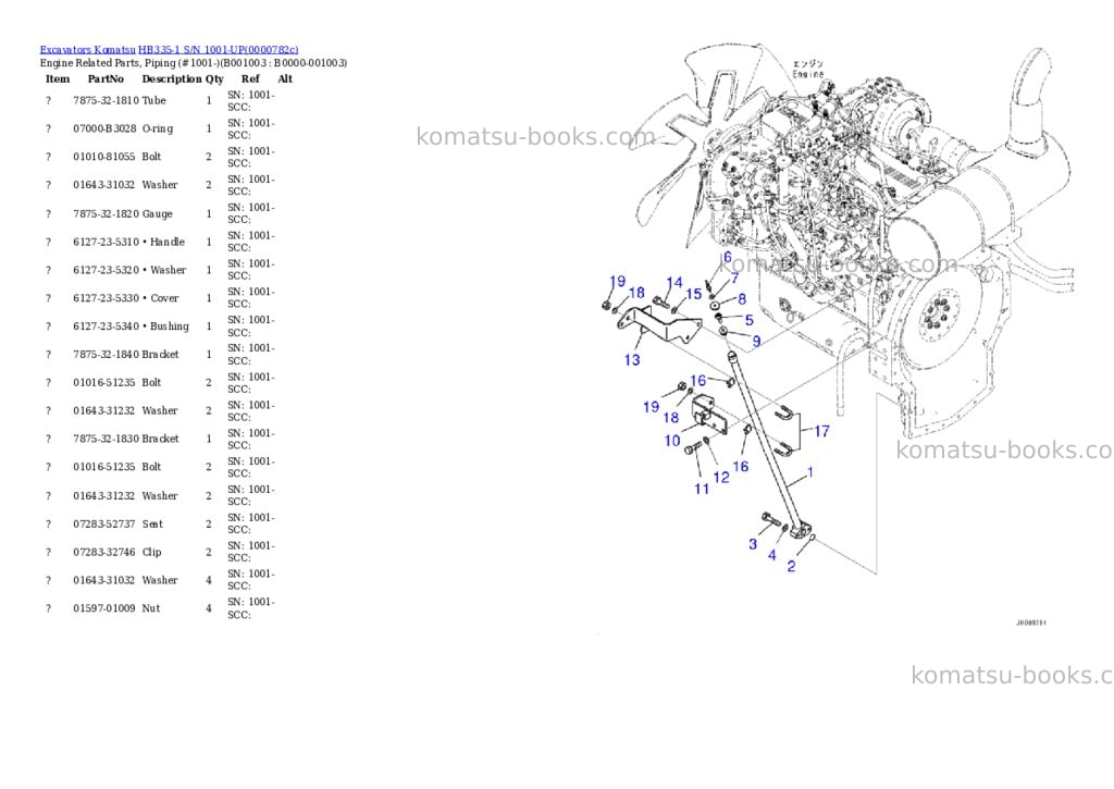 Komatsu hb335-1 s/n 1001-up Parts catalog cover Page 2