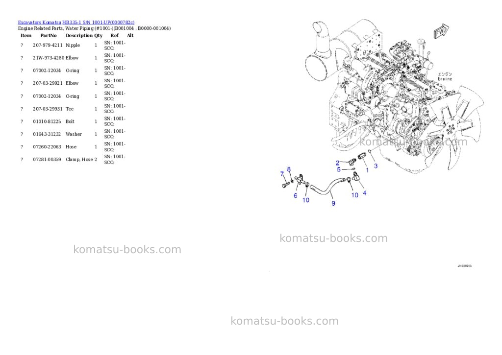 Komatsu hb335-1 s/n 1001-up Parts catalog cover Page 3