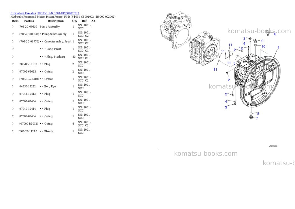 Komatsu hb335-1 s/n 1001-up Parts catalog cover Page 6