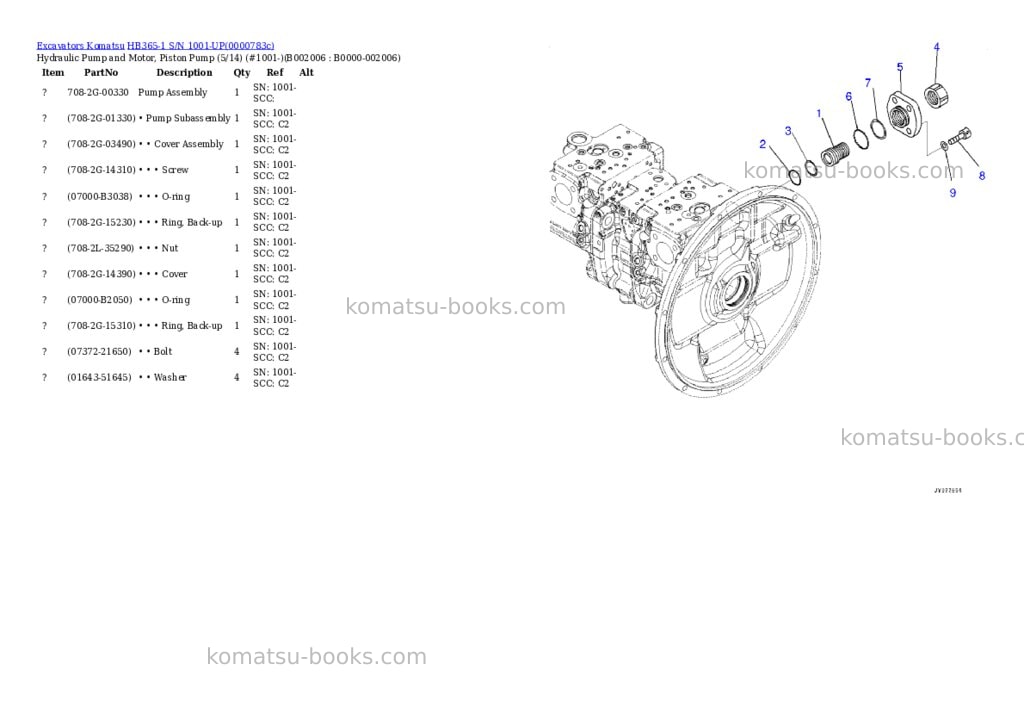 Komatsu hb365-1 s/n 1001-up Parts catalog cover Page 10