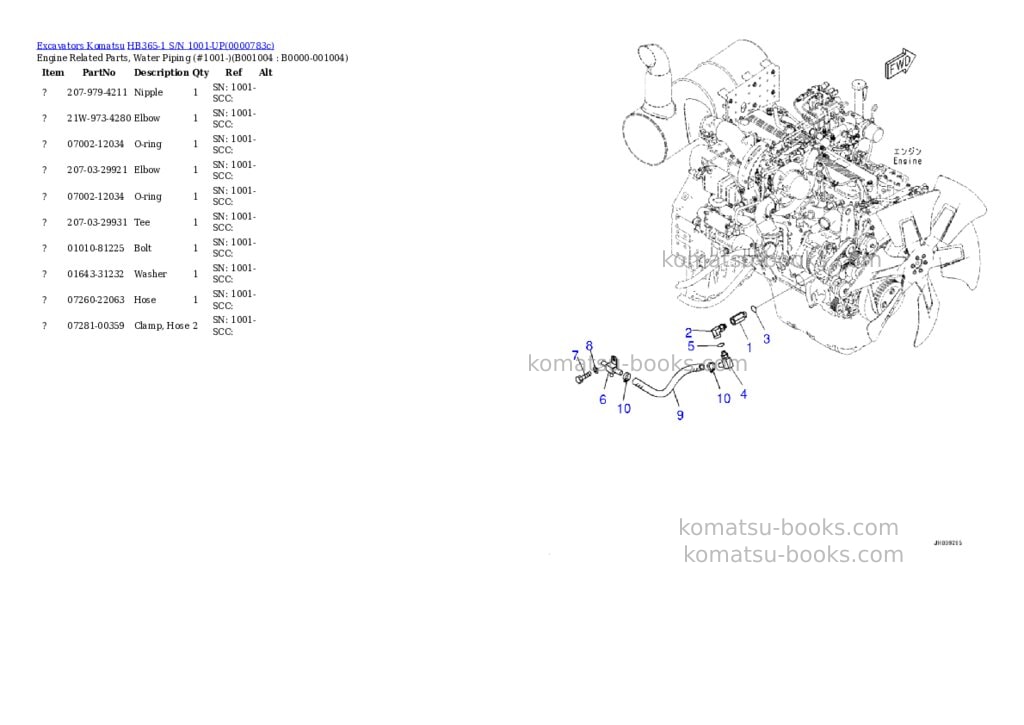 Komatsu hb365-1 s/n 1001-up Parts catalog cover Page 3